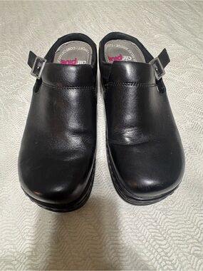 KLOGS Black Slip-On Leather Clogs with Buckle Size 7